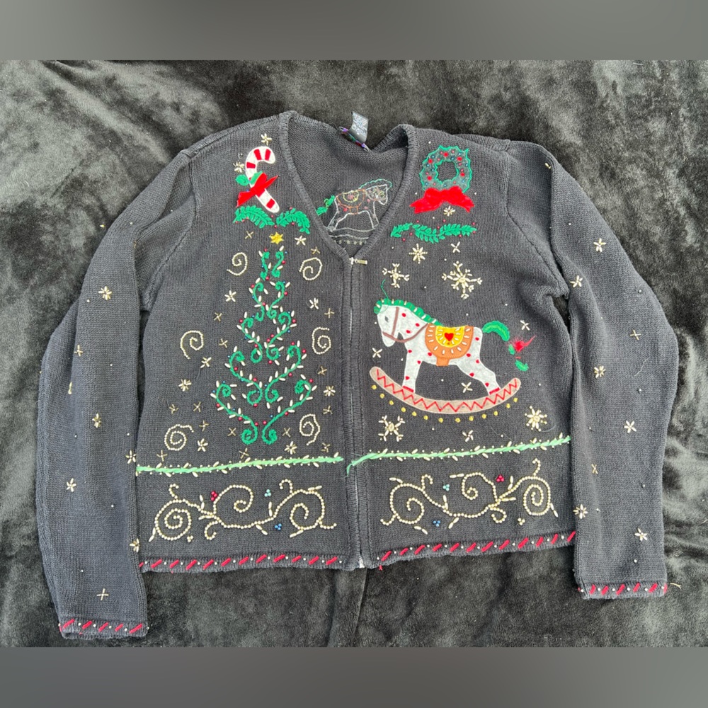 Designer Studios Original Ho Ho Ho Holiday Sweater Size Large